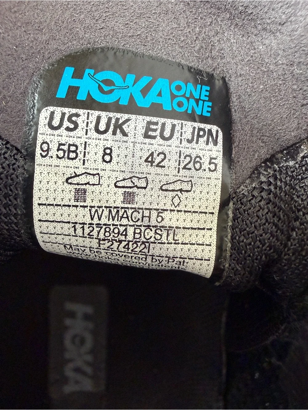 Hoka Women’s Mach 5 Running Athletic Shoes;Size 9.5 B; Black & White; #1127894